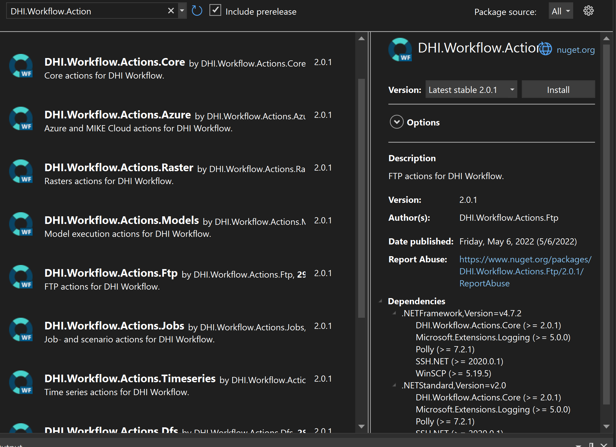 Actions NuGet